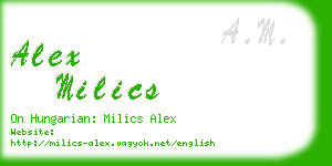 alex milics business card